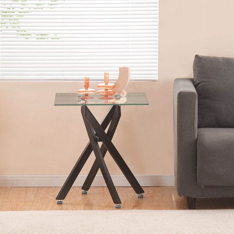 Orren Ellis Jamaun Glass Top Pedestal End Table Wayfair Canada